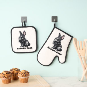 Ensemble De Gant De Cuisine Et De Manique Rock lapin