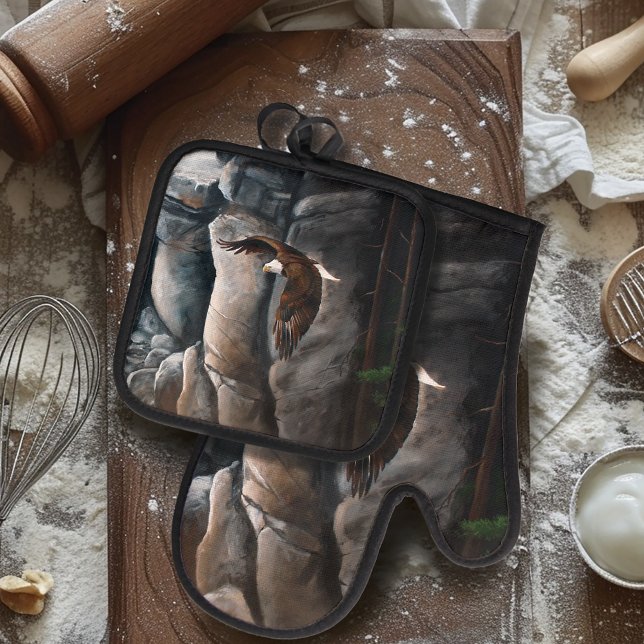 Ensemble De Gant De Cuisine Et De Manique Rocks de vol de Bald Eagle (Créateur téléchargé)