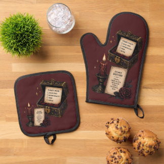 Ensemble De Gant De Cuisine Et De Manique Romantasy, Caféine et Chaos