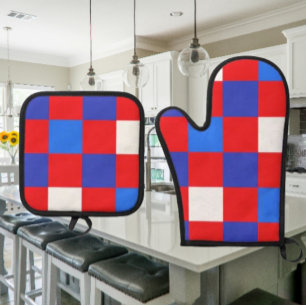 Ensemble De Gant De Cuisine Et De Manique Rouge, Blanc & Audacieux – Patriotique