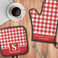 Rouge Et Blanc Gingham Carreaux Vichy Monogrammé