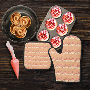 Ensemble De Gant De Cuisine Et De Manique Sacs de pâtisserie, petits pains de cannelle et cu