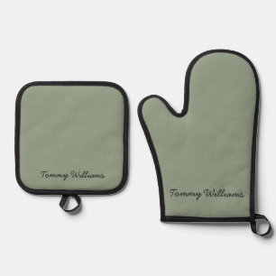 Ensemble De Gant De Cuisine Et De Manique Sage Vert minimaliste Professionnel Simple