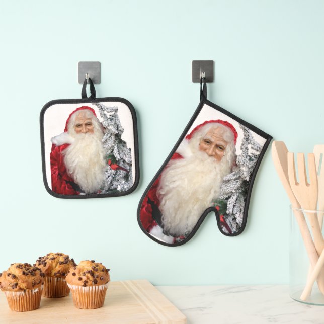 Ensemble De Gant De Cuisine Et De Manique Santa Claus (In situ (suspendu))