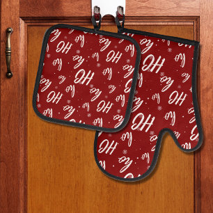 Ensemble De Gant De Cuisine Et De Manique Santa Claus Ho Ho Ho Noël Flocon de neige foncé ro