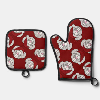 Ensemble De Gant De Cuisine Et De Manique Santa White Christmas Mouse Screwball Graphics
