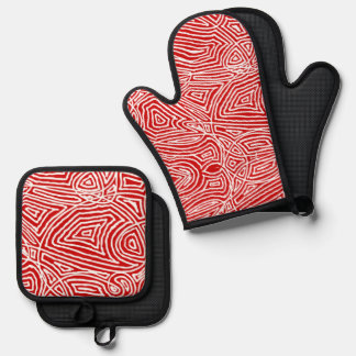 Ensemble De Gant De Cuisine Et De Manique Scribble