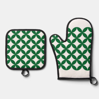 Ensemble De Gant De Cuisine Et De Manique Set Mitt au four Shippo vert