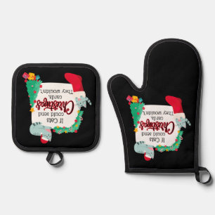 Ensemble De Gant De Cuisine Et De Manique Si les chats envoyaient des cartes de Noël, ils ne