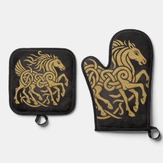 Ensemble De Gant De Cuisine Et De Manique Sleipnir Cheval à huit pattes Mythologie nordique
