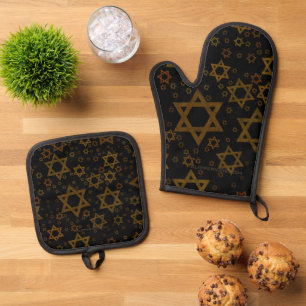 Ensemble De Gant De Cuisine Et De Manique SlipperyJoe's Hanukkah Star David artistique 