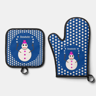 Ensemble De Gant De Cuisine Et De Manique Snowlady de Noël Jongler boules de neige amusant