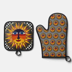 Ensemble De Gant De Cuisine Et De Manique Soleil