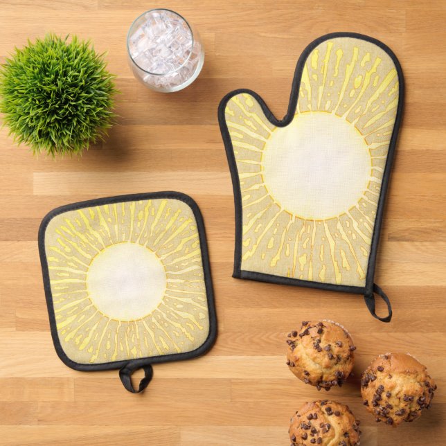 Ensemble De Gant De Cuisine Et De Manique Soleil d'été (De haut en bas)