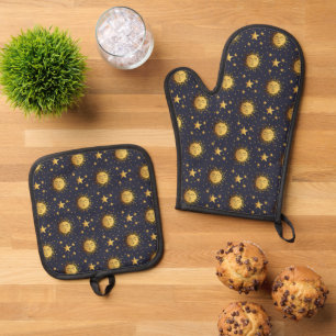 Ensemble De Gant De Cuisine Et De Manique Soleil et étoiles