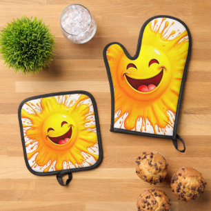 Ensemble De Gant De Cuisine Et De Manique Sourires de Soleil : Explosion de Joie