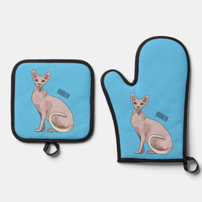 Ensemble De Gant De Cuisine Et De Manique Sphynx cat (Recto)