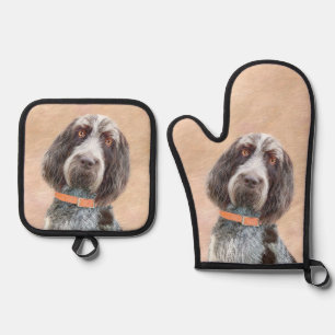 Ensemble De Gant De Cuisine Et De Manique Spinone Italiano Peinture Roan Brown Cute Chien Ar