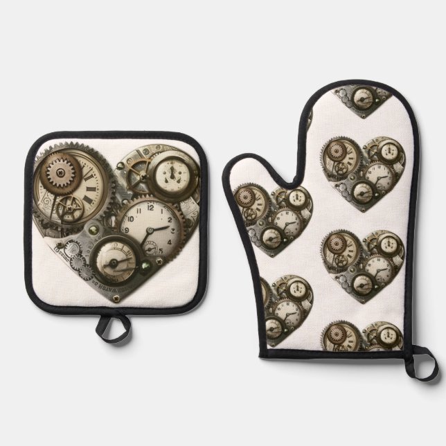 Ensemble De Gant De Cuisine Et De Manique Steampunk (Recto)