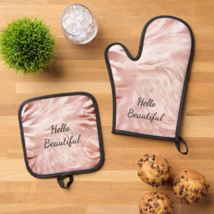 Ensemble De Gant De Cuisine Et De Manique Stylish Rose rose rose rose or Zebra Glam Glitz