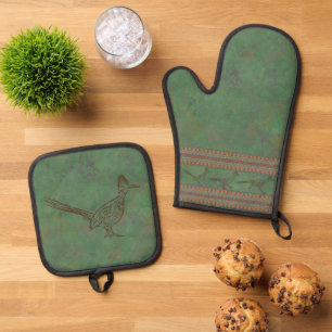 Ensemble De Gant De Cuisine Et De Manique Sud-ouest Roadrunner Sagebrush Green