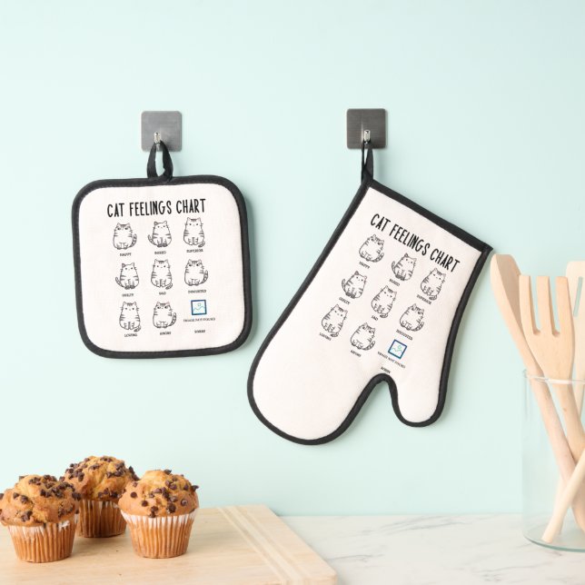 Ensemble De Gant De Cuisine Et De Manique Tableau des sentiments du chat (In situ (suspendu))