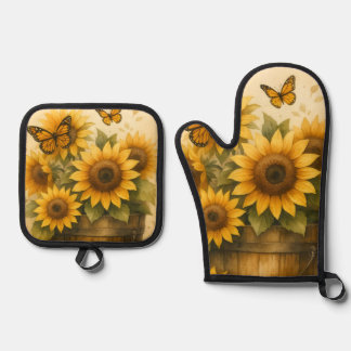 Ensemble De Gant De Cuisine Et De Manique Tabliers Tournesol