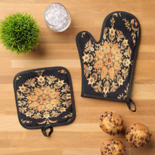 Ensemble De Gant De Cuisine Et De Manique Tapis antique persan, turc