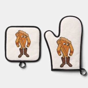 Ensemble De Gant De Cuisine Et De Manique Tarte Forte Portant des Bottes