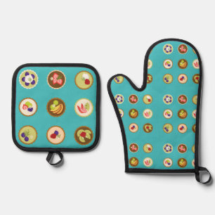 Ensemble De Gant De Cuisine Et De Manique tartes aux fruits pâtisserie turquoise pâtisserie 