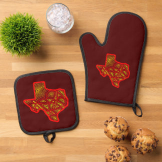 Ensemble De Gant De Cuisine Et De Manique Texas Scribbleprints