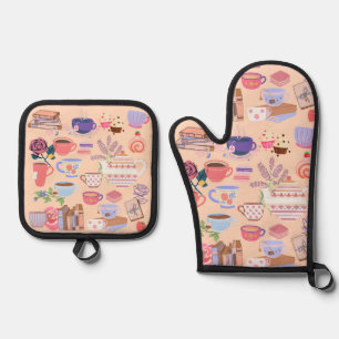 Ensemble De Gant De Cuisine Et De Manique Thé mignon et livres