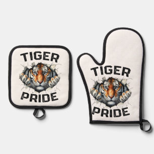 Ensemble De Gant De Cuisine Et De Manique Tiger Pride Retro Tiger School