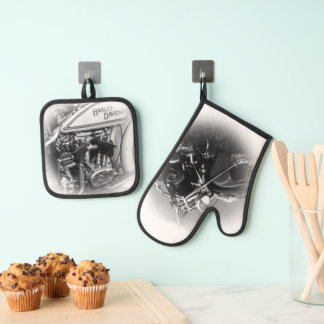 Ensemble De Gant De Cuisine Et De Manique Tissu de four moto