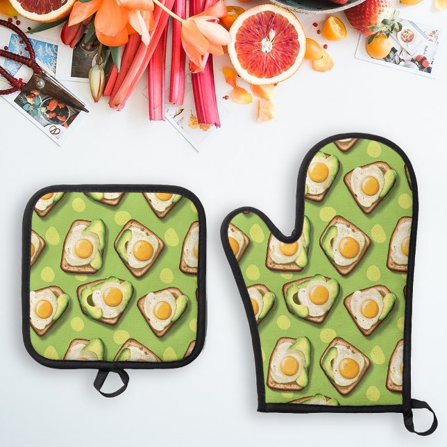 Ensemble De Gant De Cuisine Et De Manique Toast à l'avocat  (Créateur téléchargé)