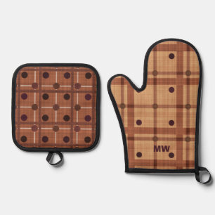 Ensemble De Gant De Cuisine Et De Manique Tons Brown