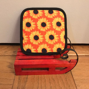 Ensemble De Gant De Cuisine Et De Manique Tournesol Jaune Orange Colorée Pickleball Paddle