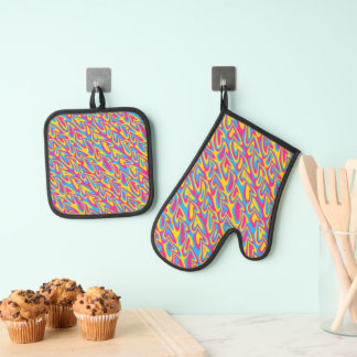 Ensemble De Gant De Cuisine Et De Manique Trippy super Hachement Quirky Pansexual Fierté