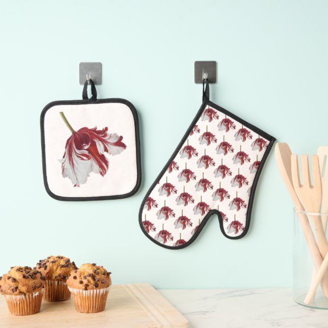 Ensemble De Gant De Cuisine Et De Manique Tulipe Parrot long (In situ (suspendu))