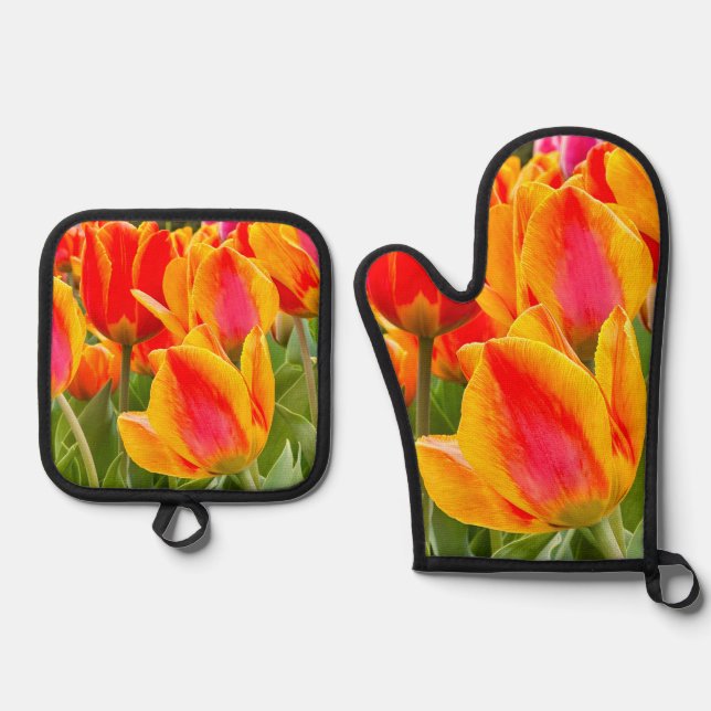 Ensemble De Gant De Cuisine Et De Manique Tulipes ! (Recto)