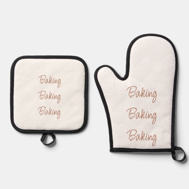 Ensemble De Gant De Cuisine Et De Manique Typographie de cuisson (Recto)