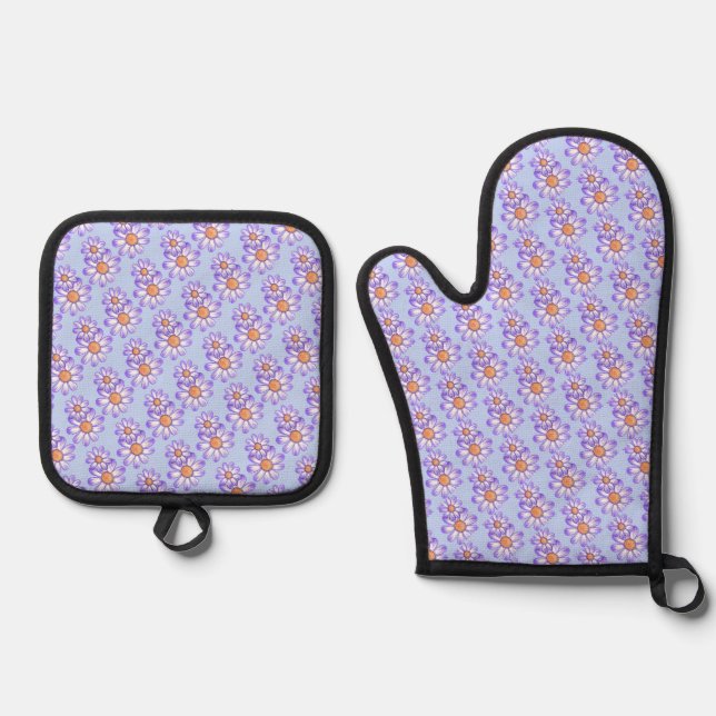 Ensemble De Gant De Cuisine Et De Manique Un paradis mauve (Recto)