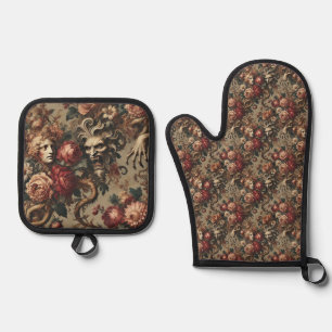 Ensemble De Gant De Cuisine Et De Manique Une floraison prudente - gothique victorien
