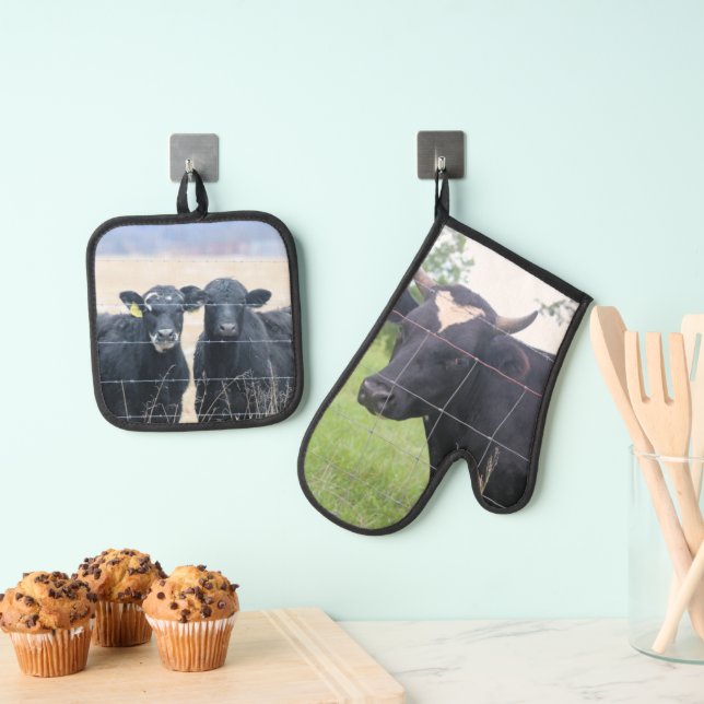 Ensemble De Gant De Cuisine Et De Manique Vaches (In situ (suspendu))