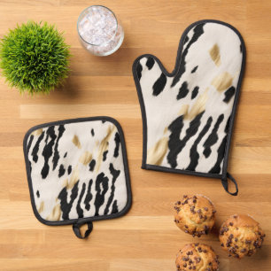 Ensemble De Gant De Cuisine Et De Manique Vachette blanche noire sud-ouest