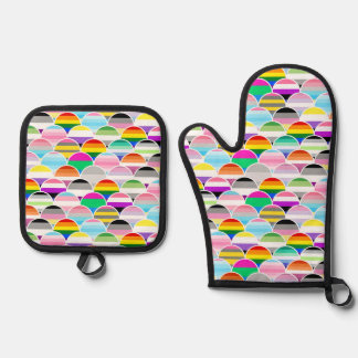 Ensemble De Gant De Cuisine Et De Manique Ventilateurs de drapeau de fierté LGBTQIA+ Queer S