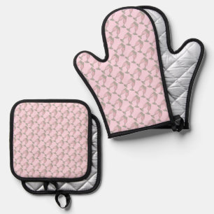 Ensemble De Gant De Cuisine Et De Manique Verre à champagne rose Mariage Enterrement de vie 
