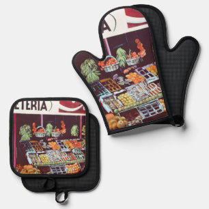 Ensemble De Gant De Cuisine Et De Manique Visage moderne sur un commerce intemporel, Jéricho