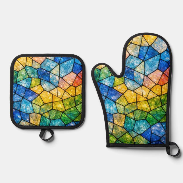 Ensemble De Gant De Cuisine Et De Manique Vitraux (Recto)
