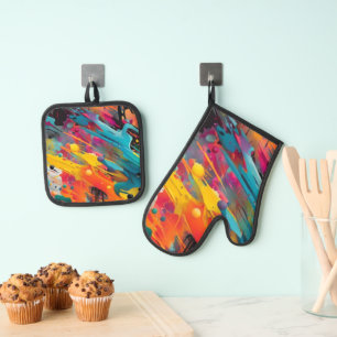 Ensemble De Gant De Cuisine Et De Manique Vivid Chaos Splash Graffiti